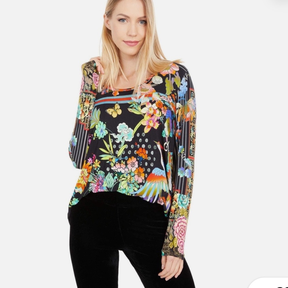 Johnny Was Like New L Dreamer Floral Long Sleeve Top
